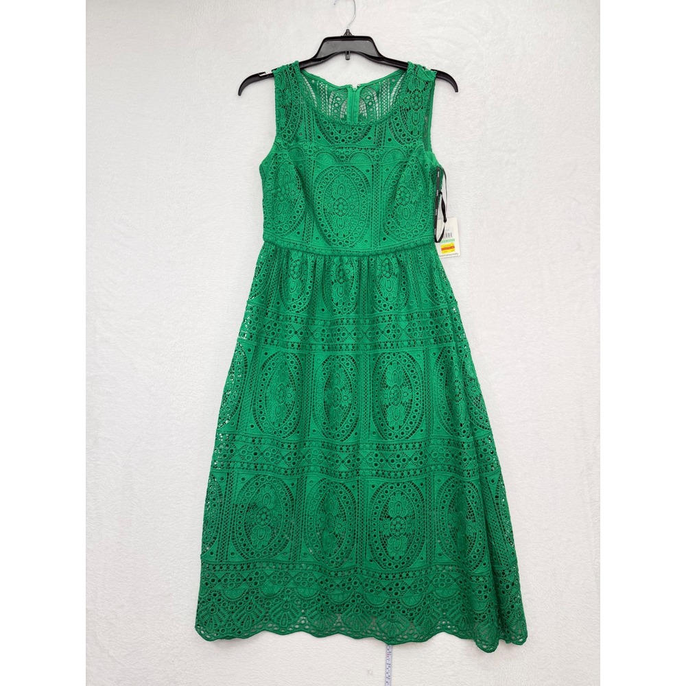 Kensie Crochet Lace Midi Dress Womens 8 New Green Sleeveless MSRP $138